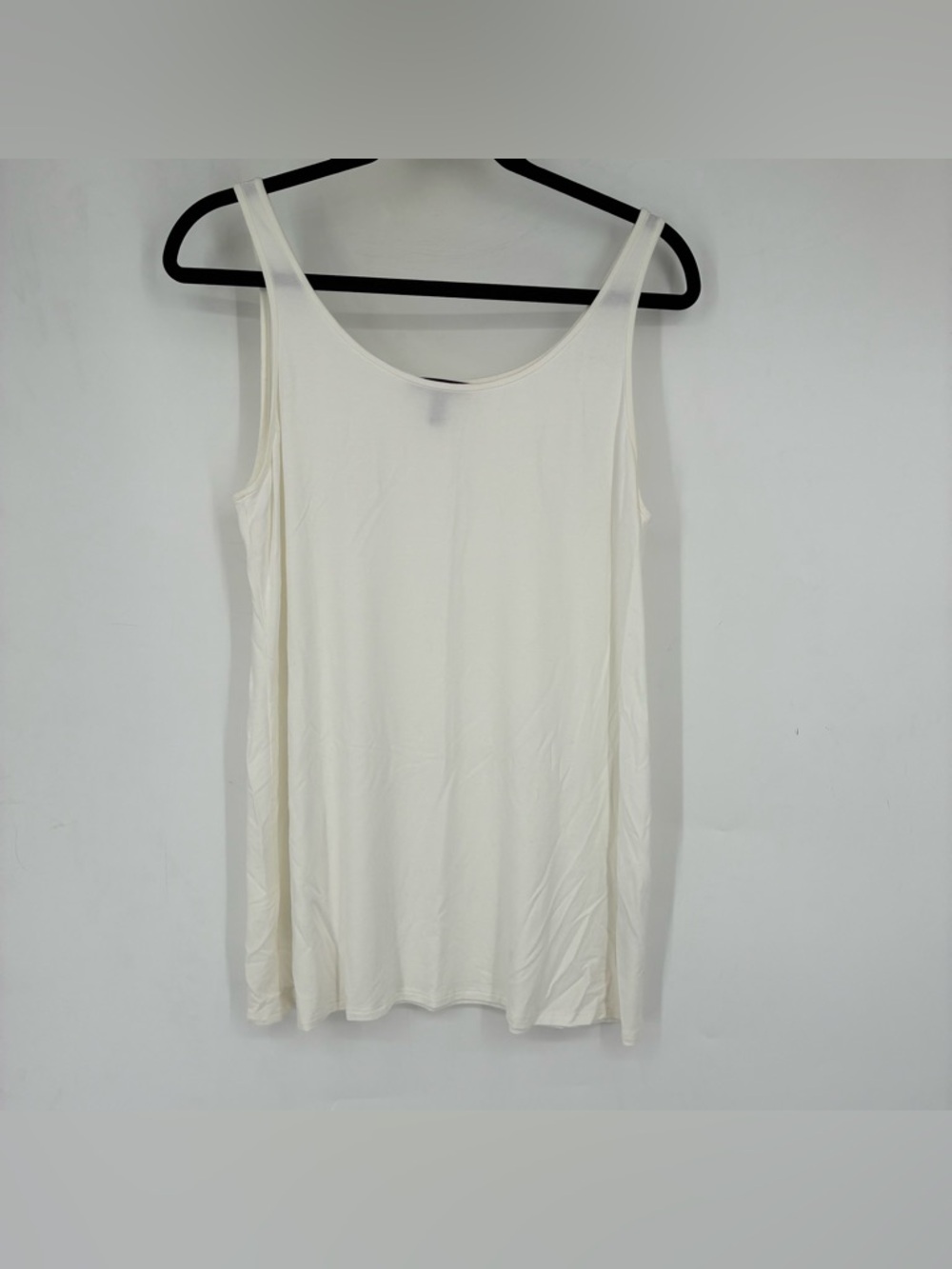 Eileen Fisher Small White Tank Top Viscose Spandex Capsule Wardrobe Scoop Neck